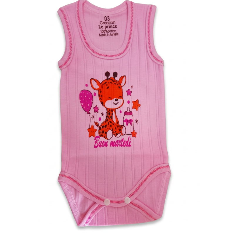 bebe maman body sans manche pour fille rose vert et jaune sous vetement baby mam