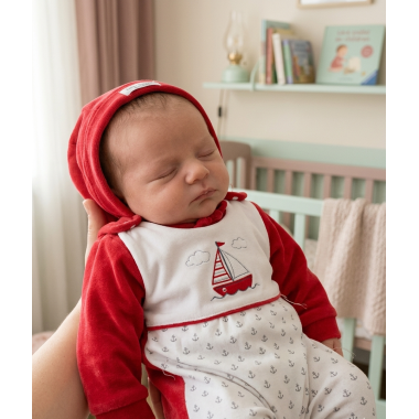 Ensemble Grenouillère + Bonnet Rouge Bébé | Babymam