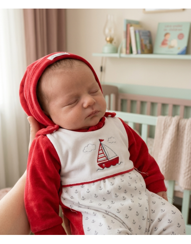Ensemble Grenouillère + Bonnet Rouge Bébé | Babymam