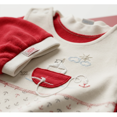 Ensemble Grenouillère + Bonnet Rouge Bébé | Babymam