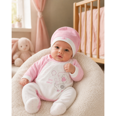 Ensemble Grenouillère + Bonnet Rose Bébé | Babymam