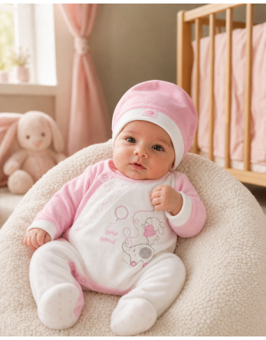 Ensemble Grenouillère + Bonnet Rose Bébé | Babymam
