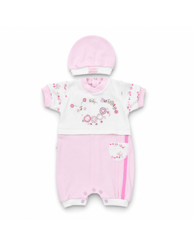 Grenouillère + Bonnet Rose Demi-Manche Bébé | Babymam