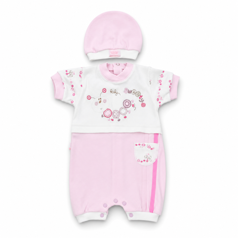 Grenouillère + Bonnet Rose Demi-Manche Bébé | Babymam
