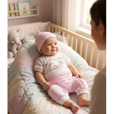Grenouillère + Bonnet Rose Demi-Manche Bébé | Babymam