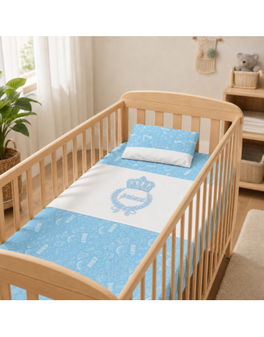 Parure Drap + Taie d'Oreiller Princesse Bleu | Babymam