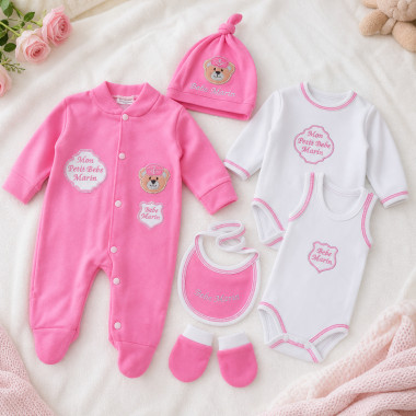 bebe maman sortie clinique rose ours nouveau ne baby mam