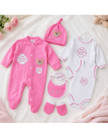 bebe maman sortie clinique rose ours nouveau ne baby mam