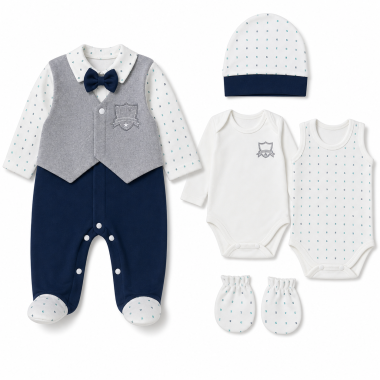 bebe maman sortie clinique 5 piecs en bleu nouveau ne baby mam