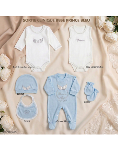 bebe maman sortie clinique prince bleu 6 piecs nouveau ne baby mam