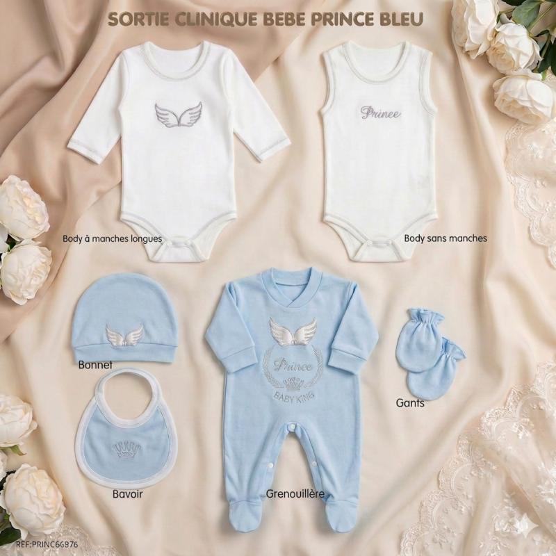 bebe maman sortie clinique prince bleu 6 piecs nouveau ne baby mam