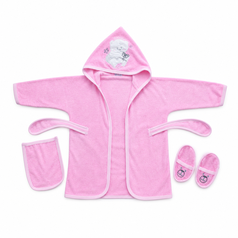 bebe maman ensemble de bain cap de bain  chaussette de bain gant de toilette en rose baby mam