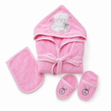 Pack Sortie de Bain Bébé Rose 3 Pièces | Chic | Babymam
