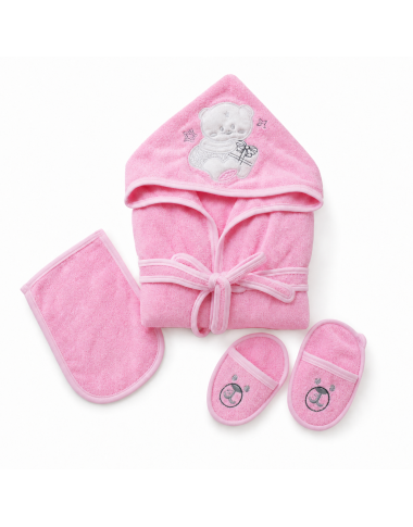 Pack Sortie de Bain Bébé Rose 3 Pièces | Chic | Babymam
