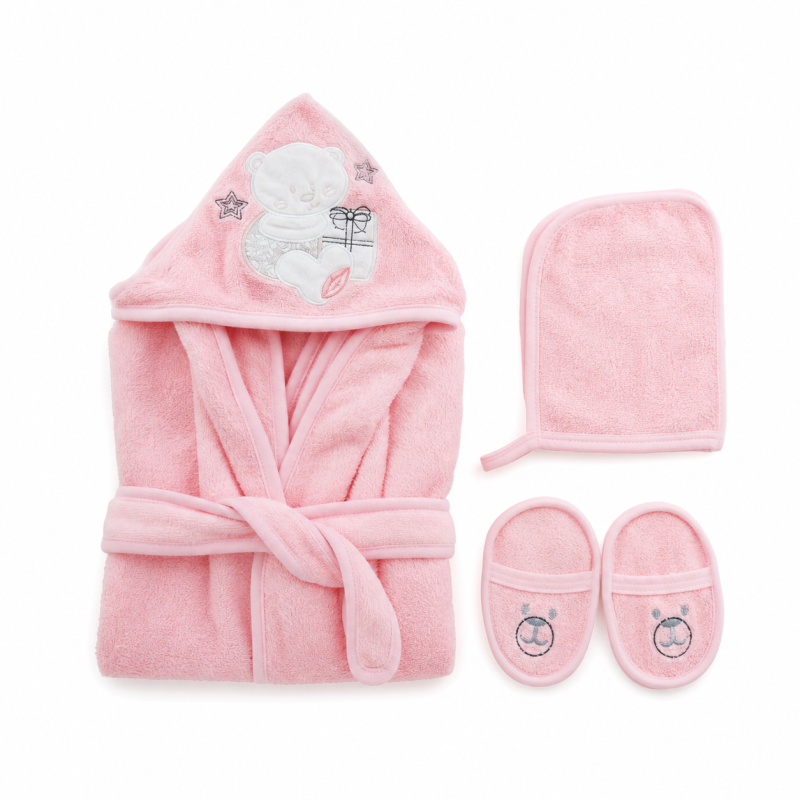bebe maman ensemble de bain cap de bain  chaussette de bain gant de toilette en saumon baby mam