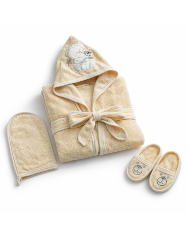 bebe maman ensemble de bain cap de bain  chaussette de bain gant de toilette en beige  baby mam