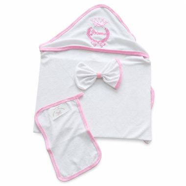 bebe maman sortie bain : cap de bain gant de toilette serviette de bain princesse en rose baby mam