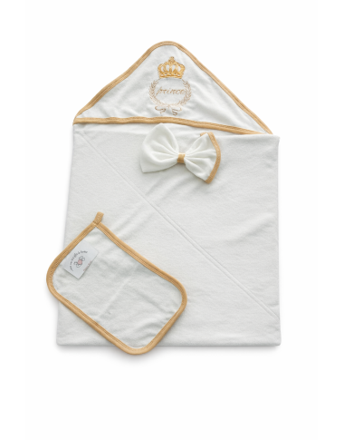 bebe maman sortie bain : cap de bain gant de toilette serviette de bain prince en beige baby mam