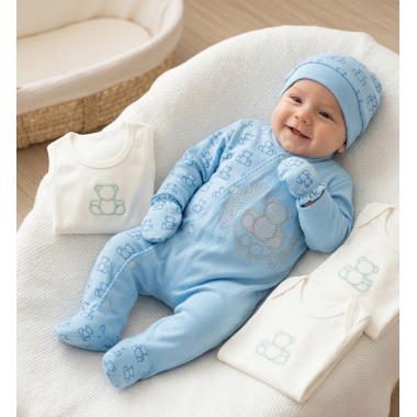 Sortie Clinique Bébé Bleu Ours | Chic & Doux | Babymam