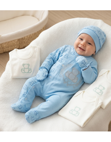 Sortie Clinique Bébé Bleu Ours | Chic & Doux | Babymam
