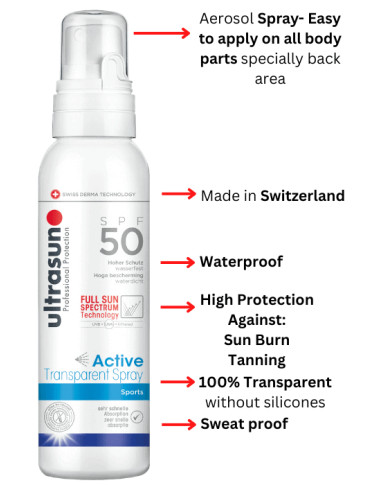 Ultrasun Active Spray Transparent SPF50+ 150ml | Protection Sport