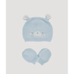 GAMBERRITOS BONNET BEBE 3 PIECES BLEU CIEL
