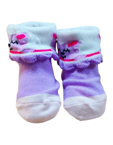 Chaussettes Bébé Nouveau-Né Violet en Tunisie – Coton Doux 0-3 Mois