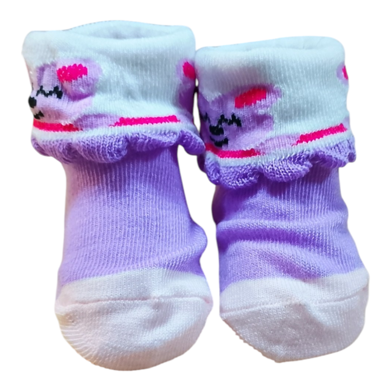 Chaussettes Bébé Nouveau-Né Violet en Tunisie – Coton Doux 0-3 Mois