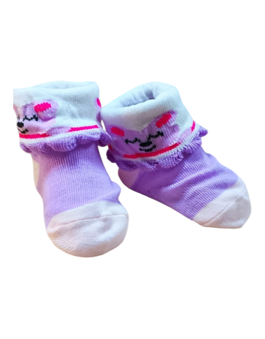 Chaussettes Bébé Nouveau-Né Violet en Tunisie – Coton Doux 0-3 Mois
