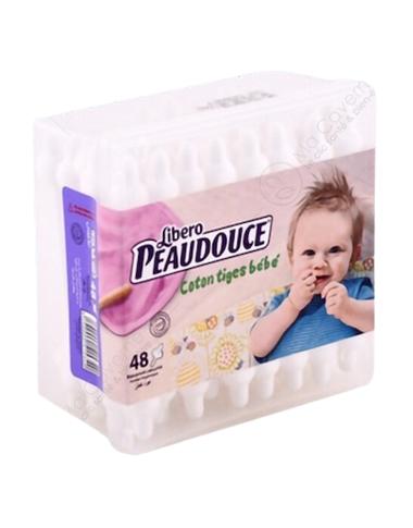 Bâtonnets Coton Bébé Peaudouce (48 pcs) : Hygiène Douce en Tunisie