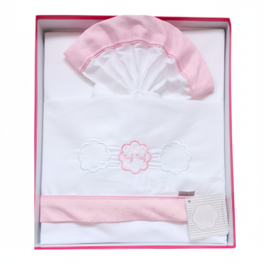 Parure Berceau Bébé NAF NAF 3 pièces Blanc et Rose en Tunisie – Très Chic et Douce