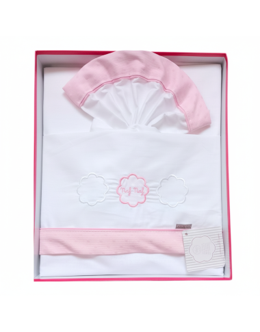 Parure Berceau Bébé NAF NAF 3 pièces Blanc et Rose en Tunisie – Très Chic et Douce