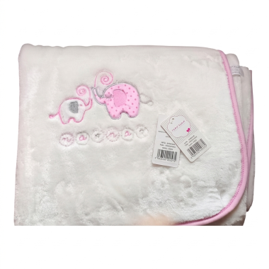 Couverture Bébé NAF NAF Raschel Éléphant Rose – Douce et Chaude en Tunisie