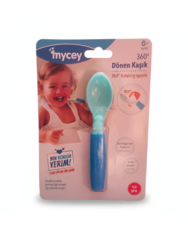 Cuillère Bébé Mycey Bleue en Tunisie – Ergonomique et Sans BPA