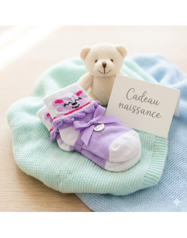 bebe maman chaussette nouveau ne violet pied baby mam