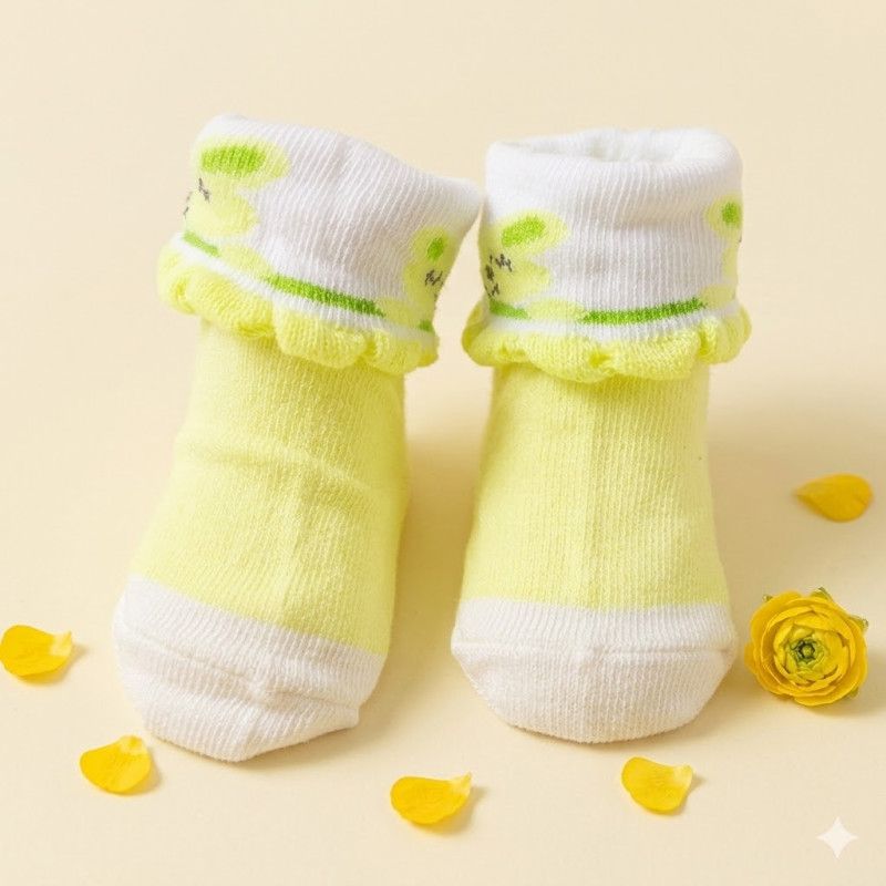 bebe maman chaussette nouveau ne jaune pied baby mam