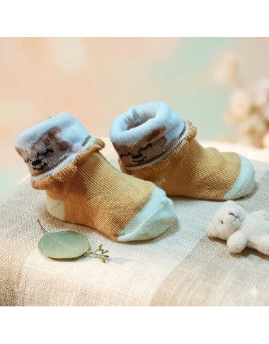 Chaussettes Bébé Nouveau-Né Beige en Tunisie – Coton Doux 0-3 Mois