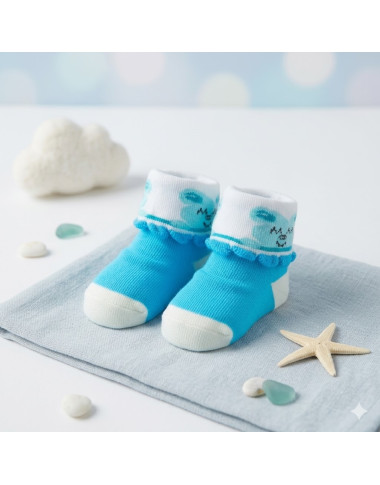 Chaussettes Bébé Nouveau-Né Bleu en Tunisie – Coton Doux 0-3 Mois