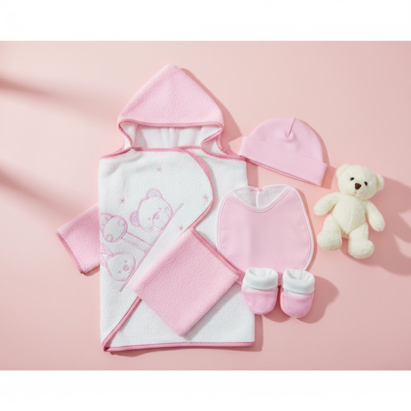 SORTIE DE BAIN POUR BEBE ROSE 5PCS — BabyMam