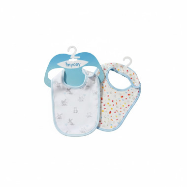 Lot de 2 Bavoirs Mycey Bleu | Absorbant & Doux | Babymam