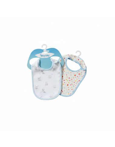 Lot de 2 Bavoirs Mycey Bleu | Absorbant & Doux | Babymam