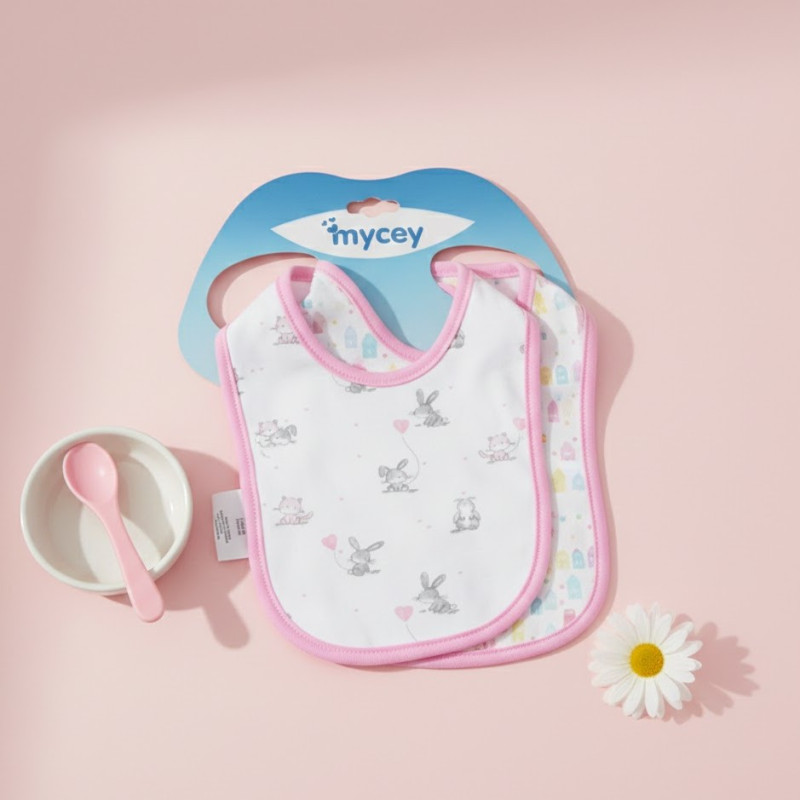 bebe maman mycey lot/2 bavoirs rose coton baby mam