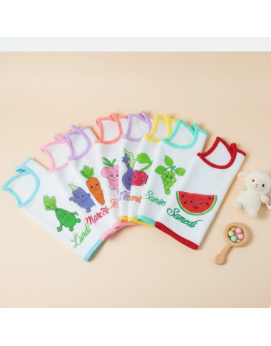 Lot de 7 Bavoirs Bébé Multicolores en Tunisie – Doux et Absorbants