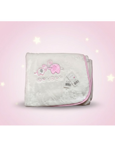 bebe maman couverture raschel elephant rose sommeil calme dormir nouveau ne parc poussette baby mam