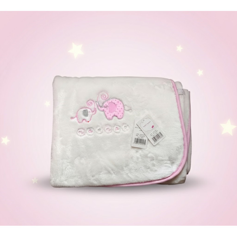bebe maman couverture raschel elephant rose sommeil calme dormir nouveau ne parc poussette baby mam