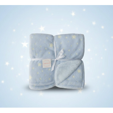 bebe maman couverture naf naf bleu avec etoile calme sommeil dormir parc lit poussette baby mam