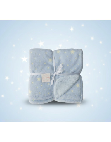 bebe maman couverture naf naf bleu avec etoile calme sommeil dormir parc lit poussette baby mam