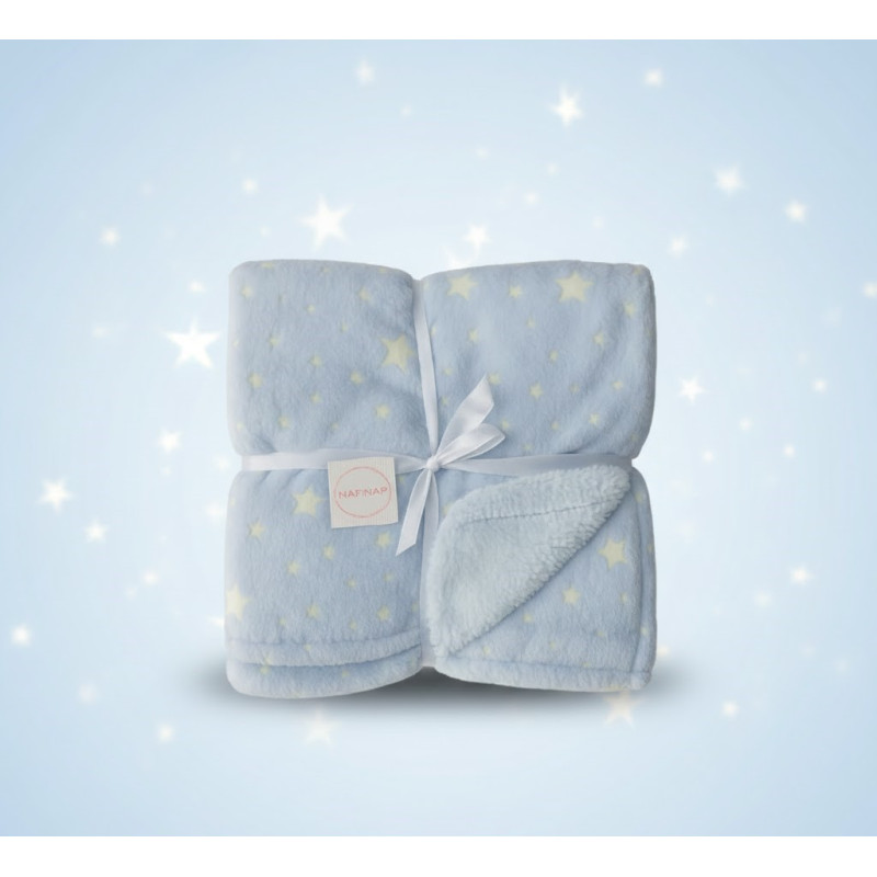 bebe maman couverture naf naf bleu avec etoile calme sommeil dormir parc lit poussette baby mam