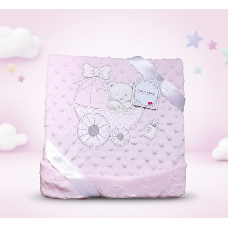 NAF NAF COUVERTURE BORDEE 80*110 ROSE — BabyMam