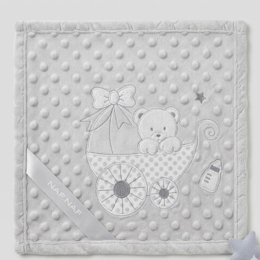 NAF NAF COUVERTURE BORDEE 80*110 GRIS — BabyMam